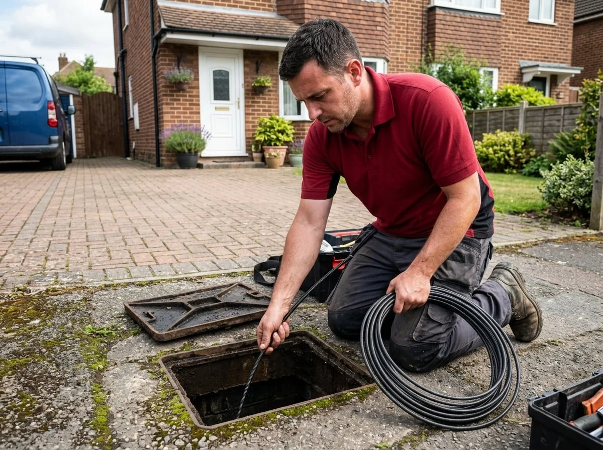 Finchley Plumbers 247 drainage engineer clearing a blocked drain in Finchley