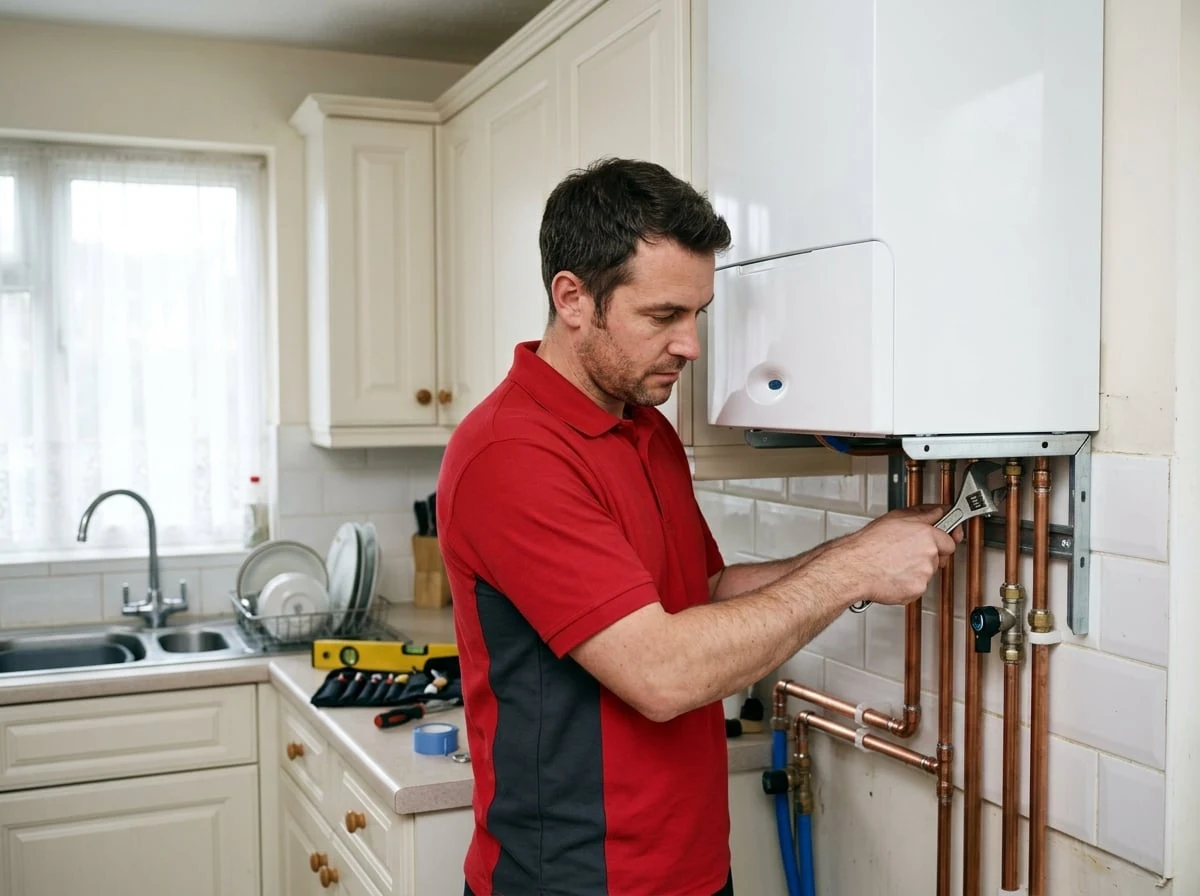 Finchley Plumbers 247 engineer installing a new combi boiler in Finchley