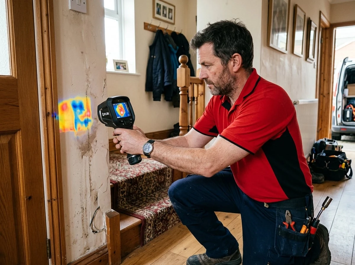 Finchley Plumbers 247 engineer using a thermal imaging camera for leak detection in Finchley